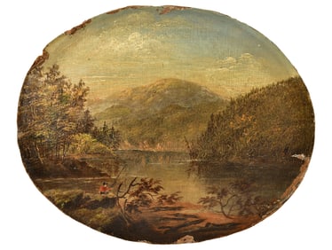 Hudson River School, Landscape, Oil on Board, 19th Century