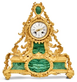 A Fine French Gilt Bronze & Malachite Mantel Clock by Henri Picard & Raingo Fr?res, Paris