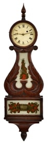 Attr. Henry A. Hinckley Mahogany Lyre Banjo Clock, Roxbury, Massachusetts