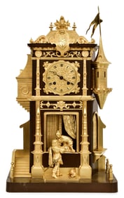 French Gilt Bronze-Mounted "Romeo & Juliet" Table Clock
