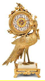 A Fine French Gilt Bronze Peacock Desk Clock (1 of 9)