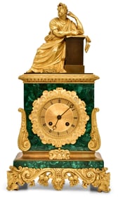 A Fine French Gilt Bronze-Mounted Malachite Mantel Clock