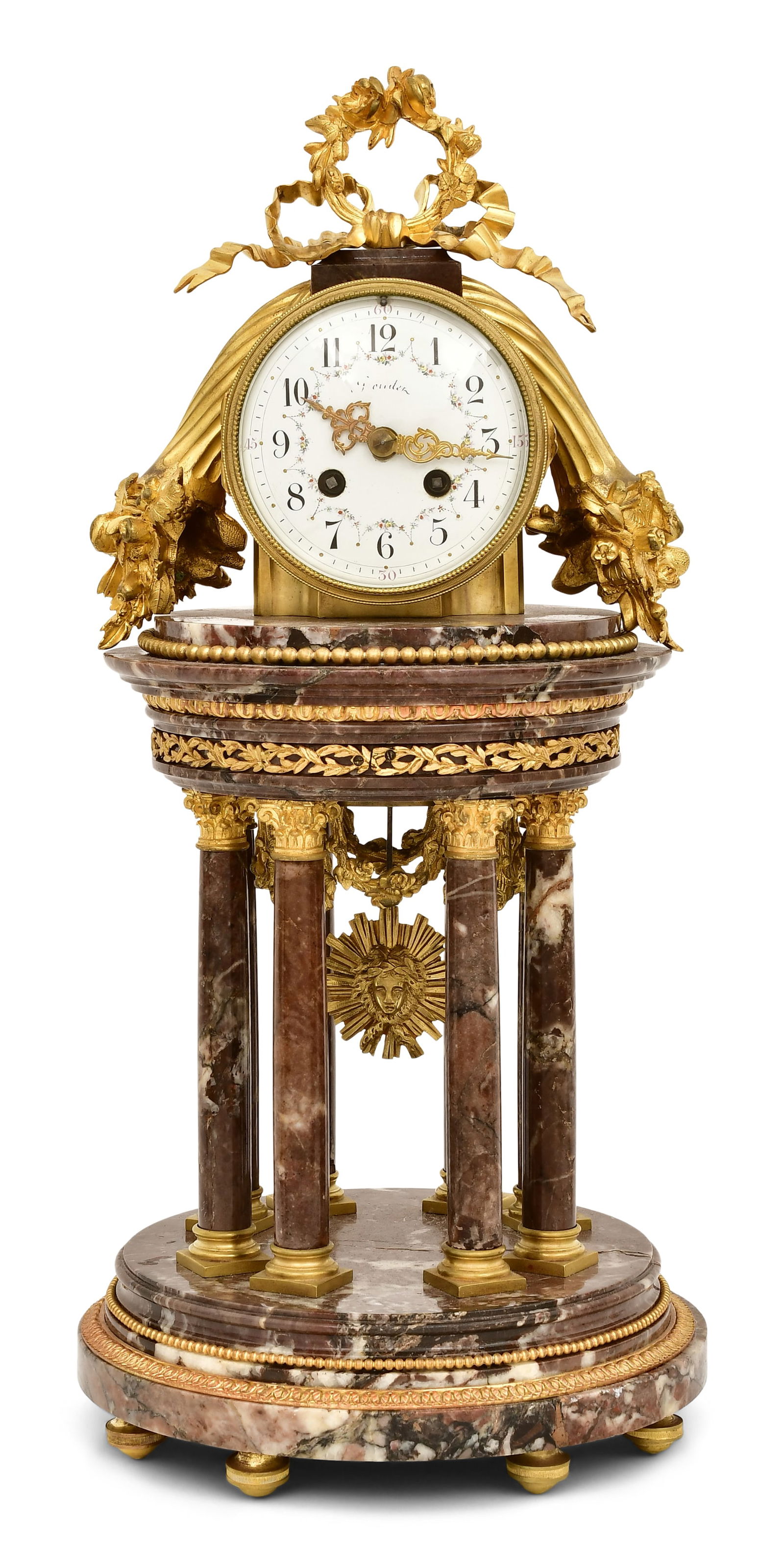 French Gilt Bronze-Mounted Marble Table Clock, Lemerle Charpentier, Paris (1 of 7)