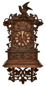 Black Forest Carved Cuckoo Clock with Original Shelf