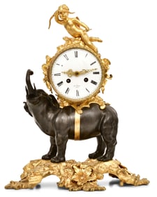 French Gilt & Patinated Bronze Elephant Clock by Henry Marc, Paris