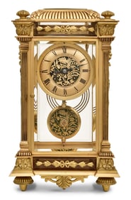 French Gilt Bronze Crystal Regulator Clock, Retailed by Shreve Crump & Low, Boston