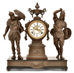 Ansonia Clock Co. "Combatants" Double Figural Mantel Clock