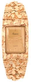 Geneva 14K Gold Nugget Wristwatch