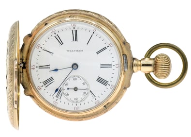 Waltham 14K Gold Hunter-Case Pocket Watch