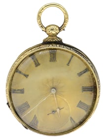 M.I. Tobias & Co. 18K Gold Industrial Key-Wind Pocket Watch