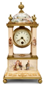 Gustav Becker / Royal Vienna Gilt Bronze-Mounted Porcelain Table Clock