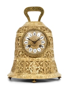 A Large French Gilt Bronze Bell-Form Clock