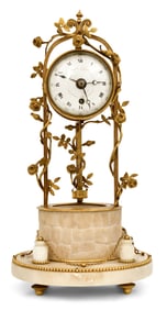 French Gilt Bronze & Alabaster Wishing Well Clock