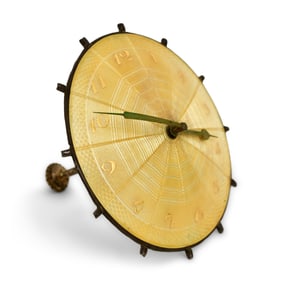 Swiss Silver & Guilloche Enamel Umbrella Clock