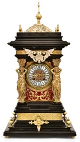Lenzkirch Gilt Bronze & Ebonized Wood Mantel Clock