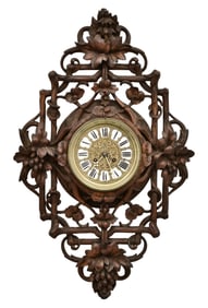 Black Forest Carved Oak Cartel Clock
