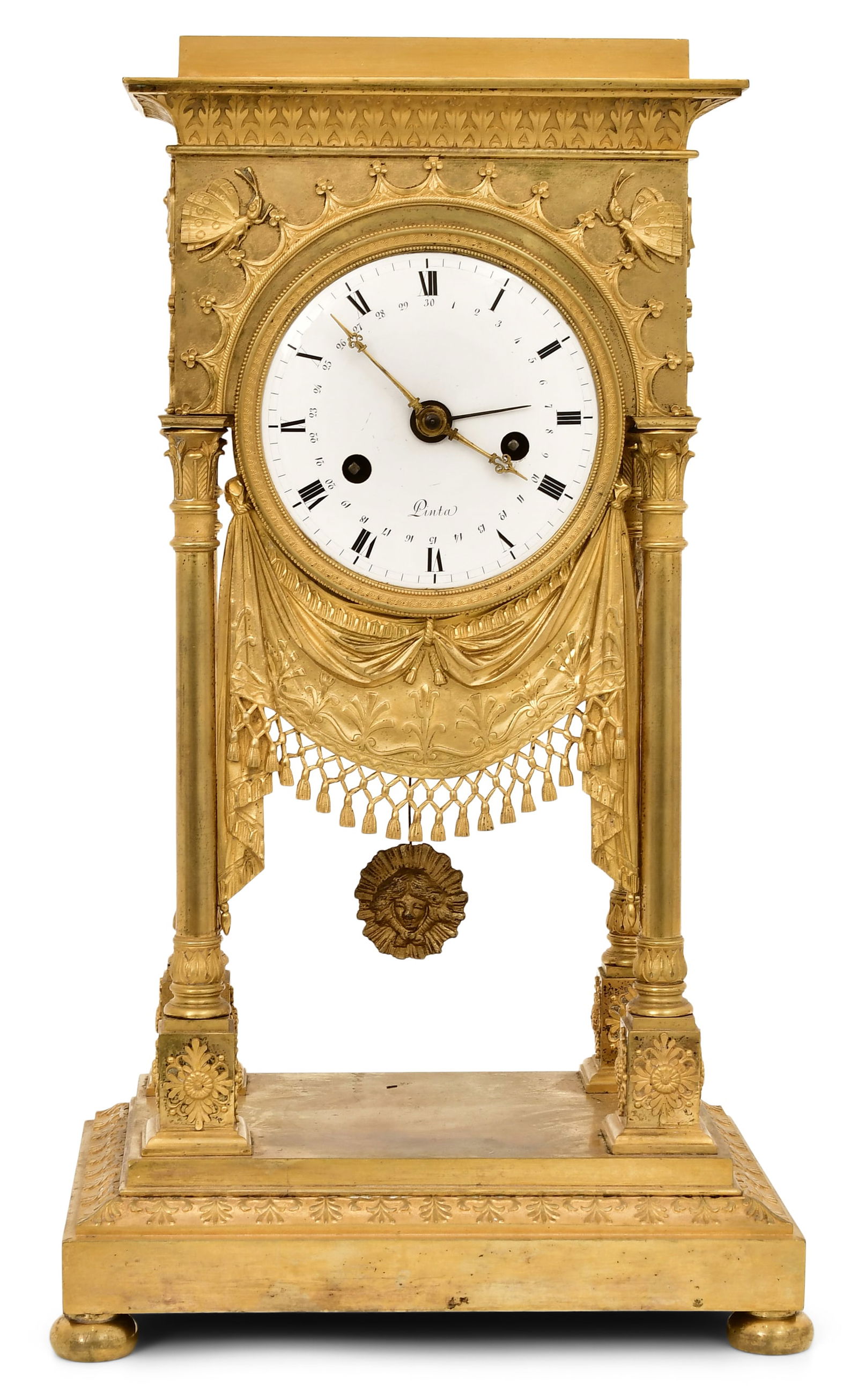 French Empire Gilt Bronze Portico Clock (1 of 7)