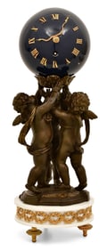 French Bronze & Marble Figural Globe Clock