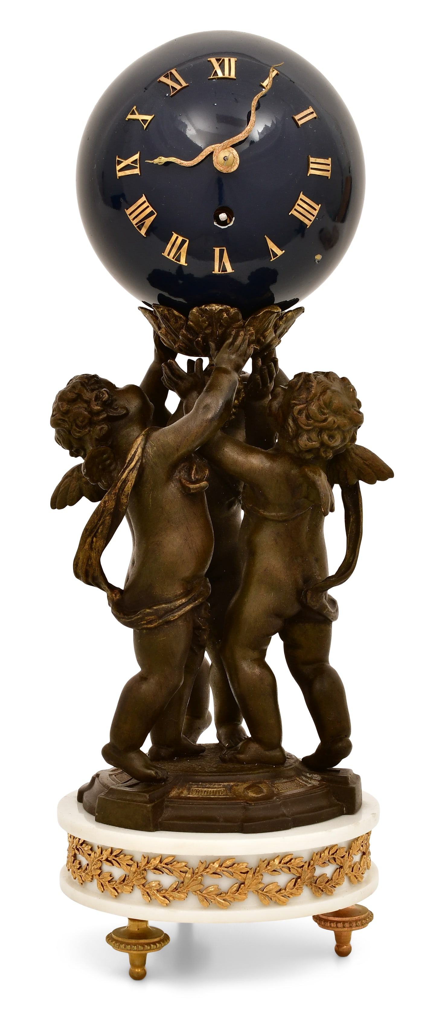 French Bronze & Marble Figural Globe Clock (1 of 6)