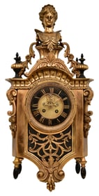 French Gilt Bronze Cartel Clock with Open Escapement