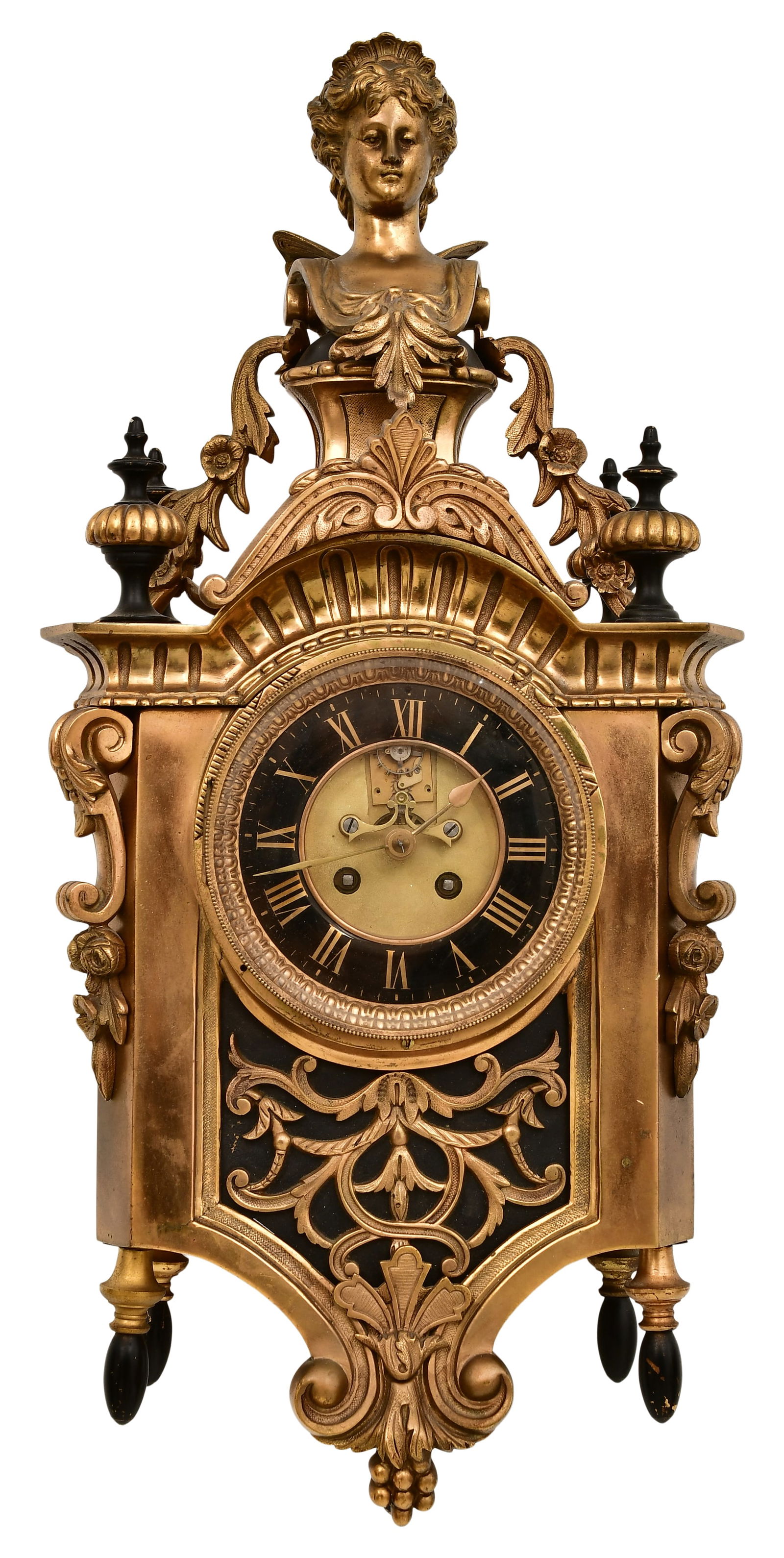 French Gilt Bronze Cartel Clock with Open Escapement (1 of 7)