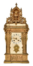 French Gilt Bronze & Marble Mantel Clock