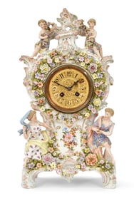 Dresden Porcelain Figural Mantel Clock, Germany