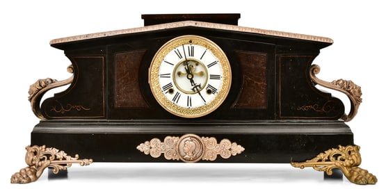 New Haven Clock Co. "Regina" Enameled Iron Clock