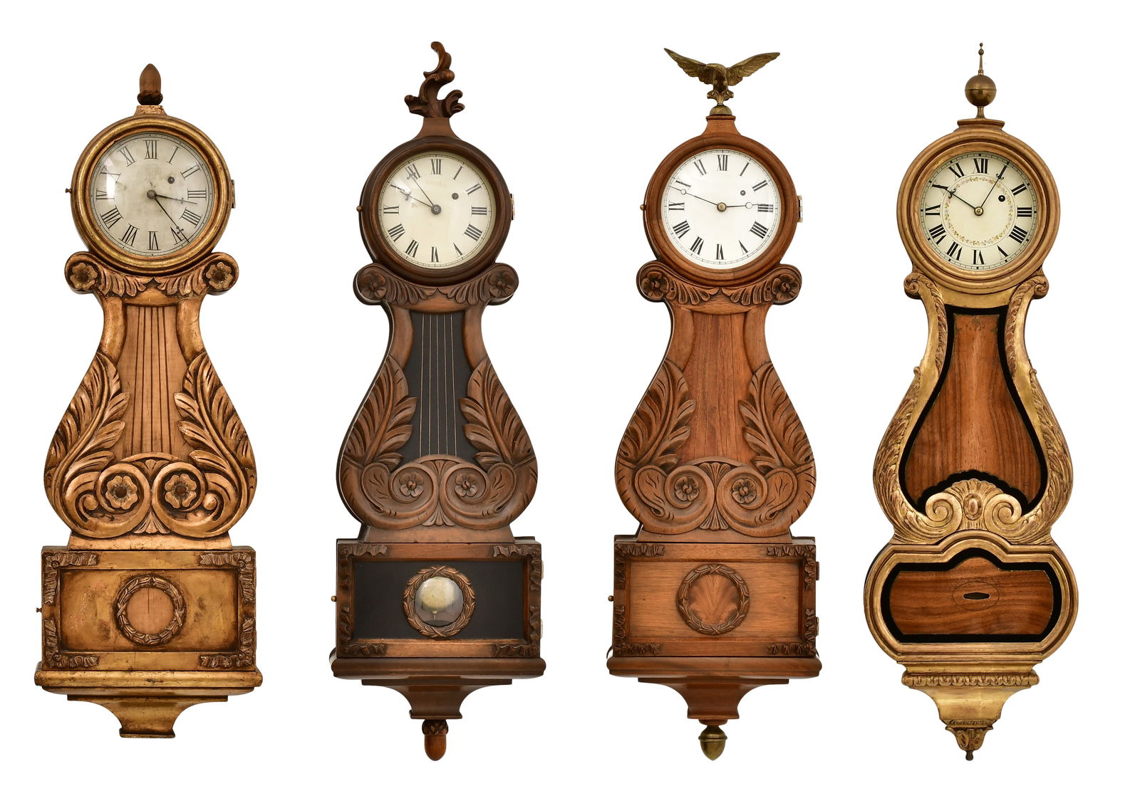 Lot of 4 Lyre-Style Weight-Driven Banjo Clocks (1 of 20)