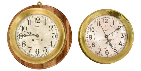 Lot of Two WW2 Era Chelsea Clock Co. Ship's Clocks