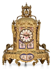 Raingo Freres Gilt Bronze & Porcelain Bell-Top Mantel Clock, Paris