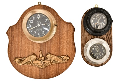 Lot of Three 3 Chelsea WW2 Naval Boat & Deck Clocks