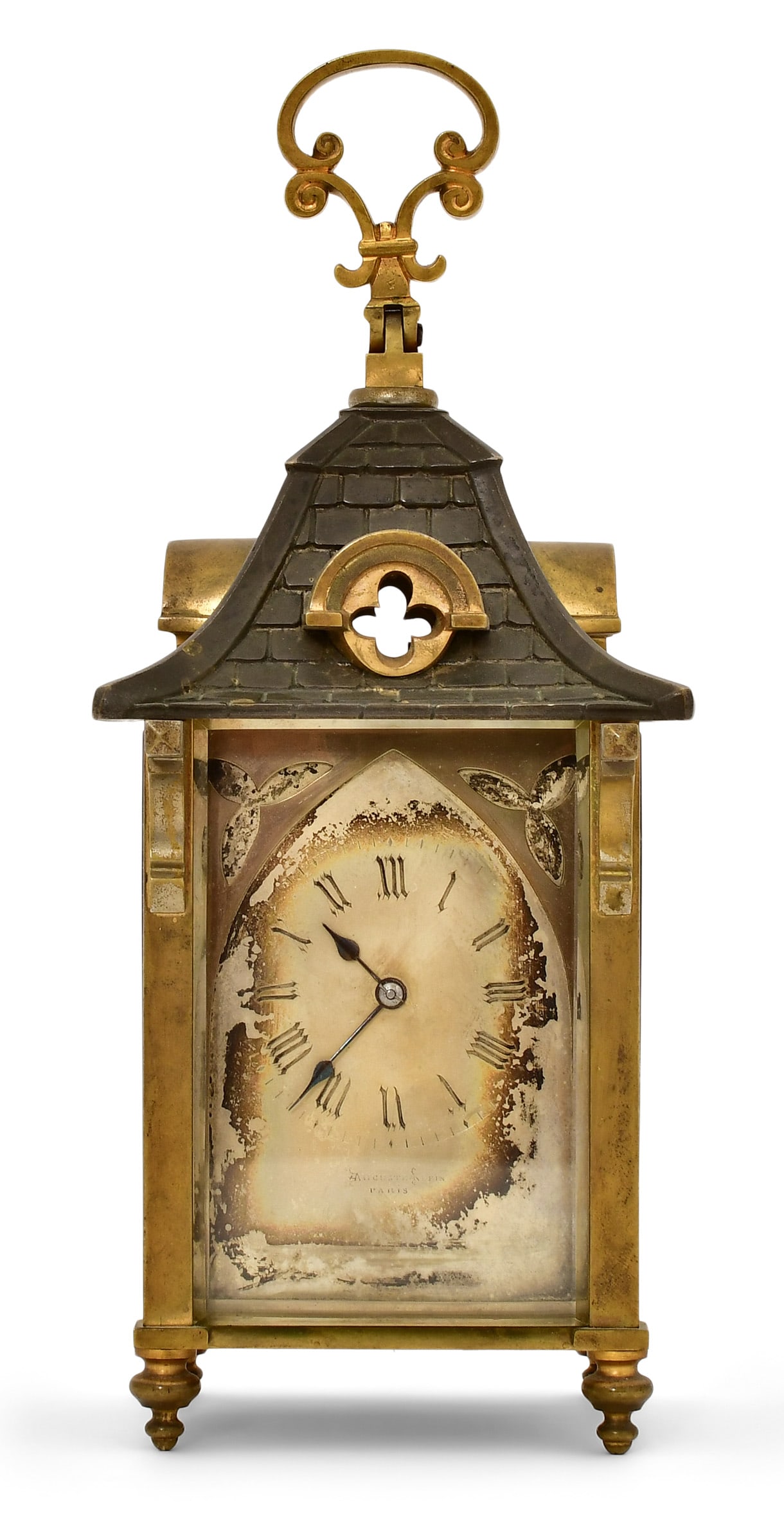 French Gothic Steeple-Form Brass Carriage Clock, August Klein, Paris (1 of 6)