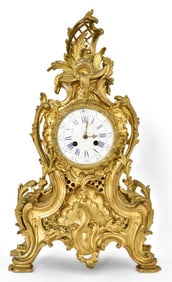 French Louis XV-Style Bronze Mantel Clock