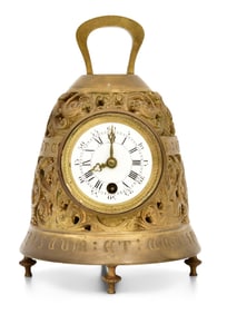 French Gilt Bronze Bell-Form Clock
