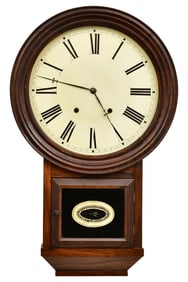 Atkins Clock Co. "Round Top Drop" 30-Day Fusee Wall Clock, Bristol, Connecticut