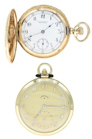 Two 14K Gold Pocket Watches, U.S. Watch Co. & Lord Elgin