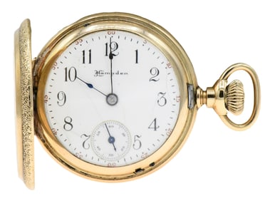 Hampden 14K Gold Hunter-Case Pocket Watch