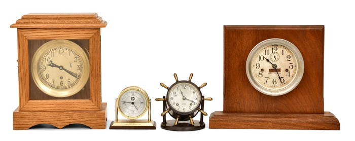Lot of Four Ship's Clocks, Chelsea & Seth Thomas