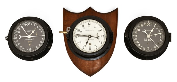 Lot of Three Chelsea Marine Clocks, US Navy & US Government
