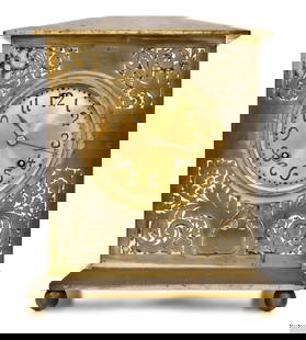 Ansonia Clock Co. "Cornwall" Mantel Clock: Ansonia Clock Co. "Cornwall" Mantel Clockearly 20th centurybrass Art Nouveau case, 8-day brass time and strike spring driven movement, signed on the movement12 x 9 x 6 1/2 inchesProvenance: