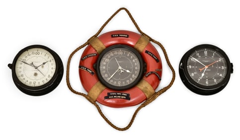 Lot of Three Chelsea US Government Marine Clocks
