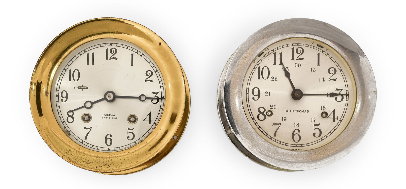 Lot of Two Ship's Bell Clocks, Chelsea & Seth Thomas (1 of 5)