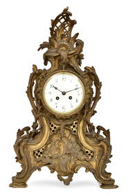 French Louis XV-Style Gilt Bronze Mantel Clock (1 of 5)