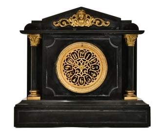 Tiffany & Co. Gilt Bronze & Marble Mantel Clock