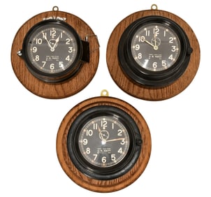 Lot of Three WW2 Era Chelsea Naval Mark 1 Deck Clocks