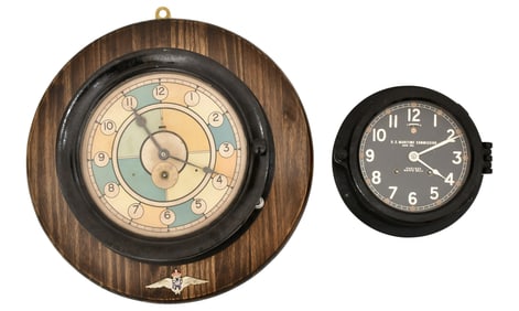 WW2 RAF Sector Clock & Maritime Commission Ship's Bell, Chelsea & Seth Thomas