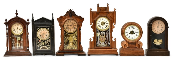 Lot of Six American Mantel Clocks