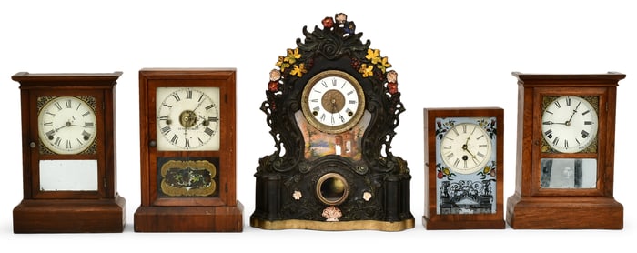 Lot of Five Shelf Clocks Atkins, Gilbert & Seth Thomas