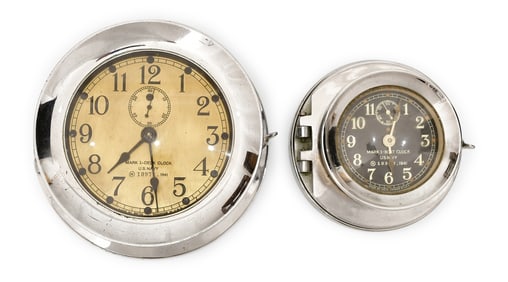 Two US Navy Boat & Deck Clocks